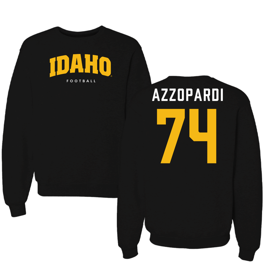 University of Idaho Football Black Idaho Crewneck - #74 Nate Azzopardi