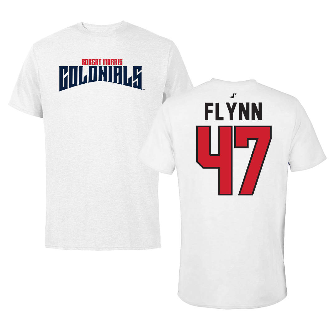 Robert Morris University Football White Classic Performance Tee - #47 Mack Flynn