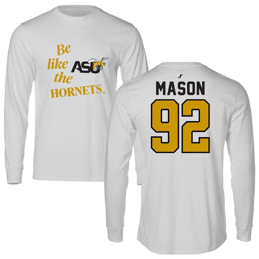 Alabama State University Football Light Gray Be Like Us Performance Long Sleeve - #92 Ajani Mason
