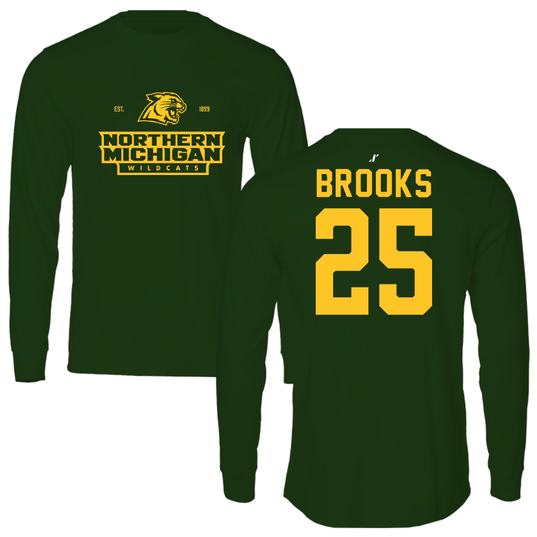 Northern Michigan University Football Forest Green General Long Sleeve - #25 Davion Brooks