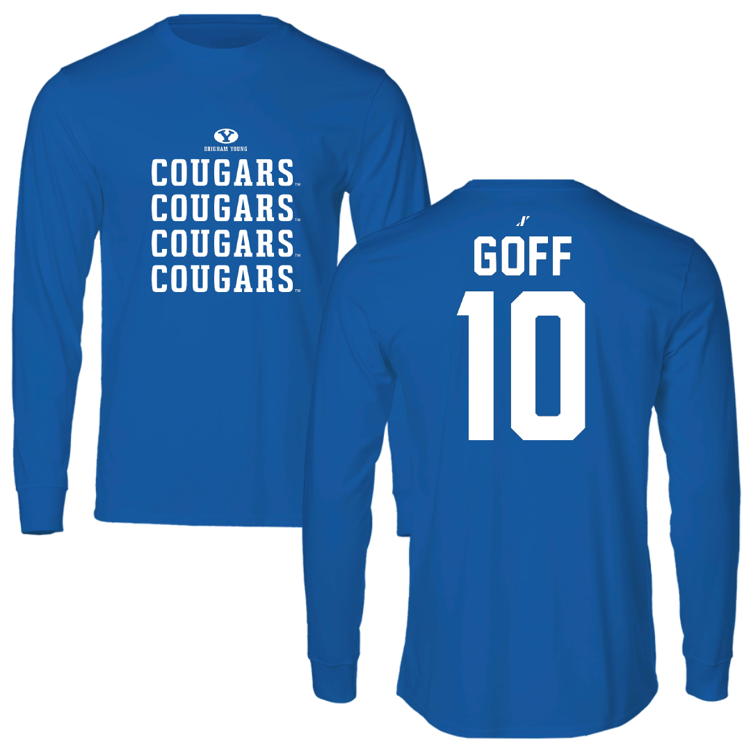 Brigham Young University Baseball Blue General Performance Long Sleeve - #10 Parker Goff