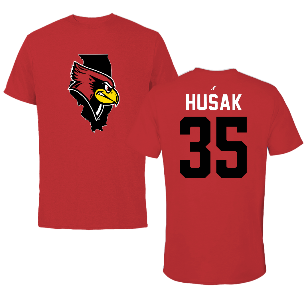 Illinois State University Baseball Red State Tee - #35 Joe Husak