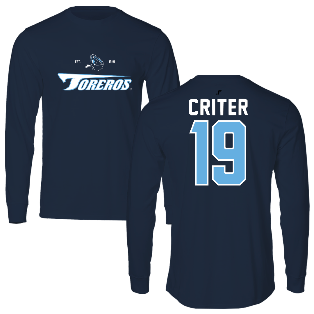 University of San Diego Football Navy General Performance Long Sleeve - #19 Adam Criter