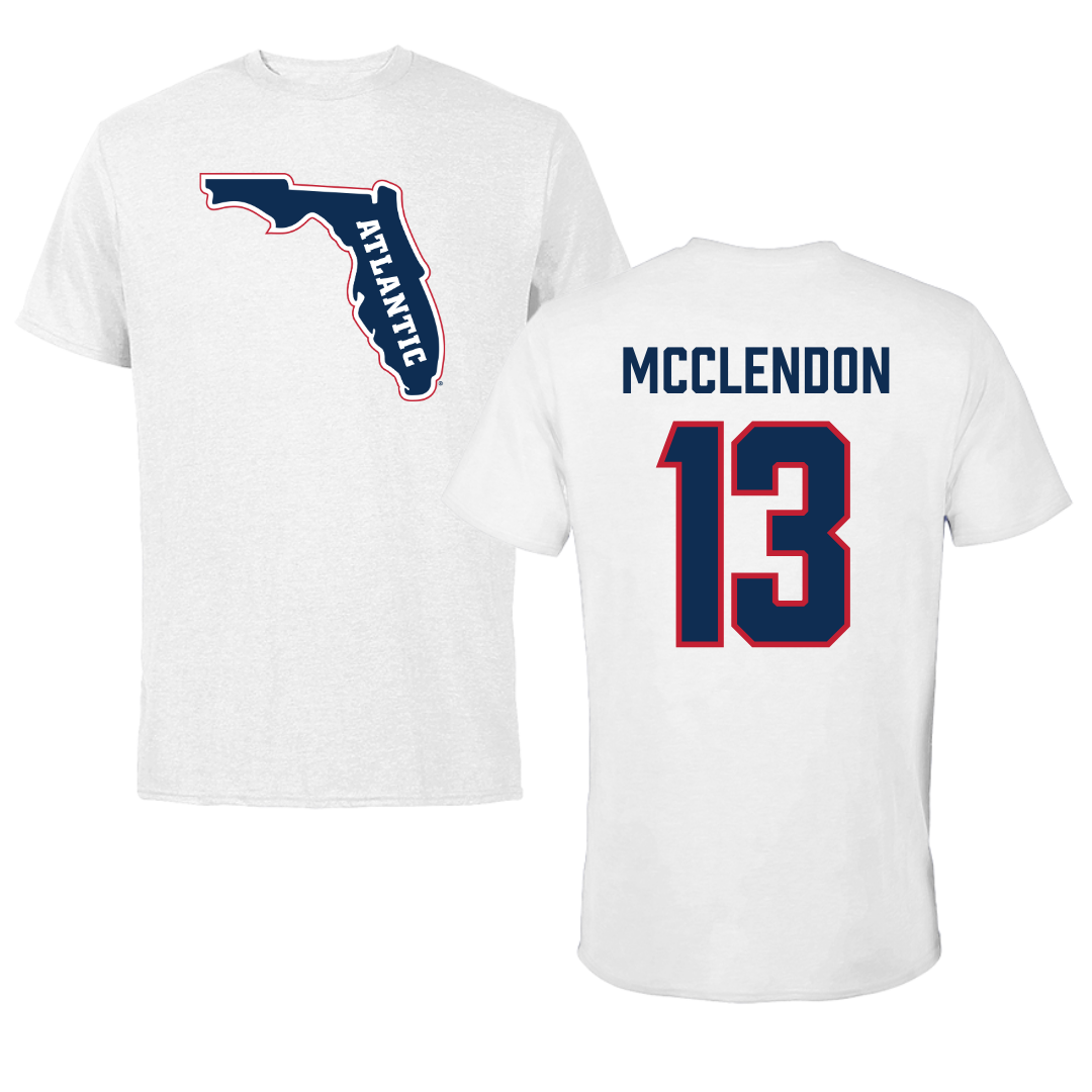 Florida Atlantic University Football White Performance Tee - #13 Darius McClendon