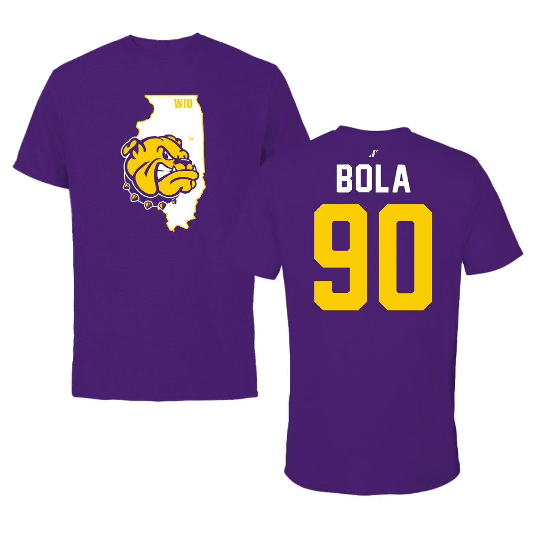 Western Illinois University Football Purple State Performance Tee - #90 Mayo Bola