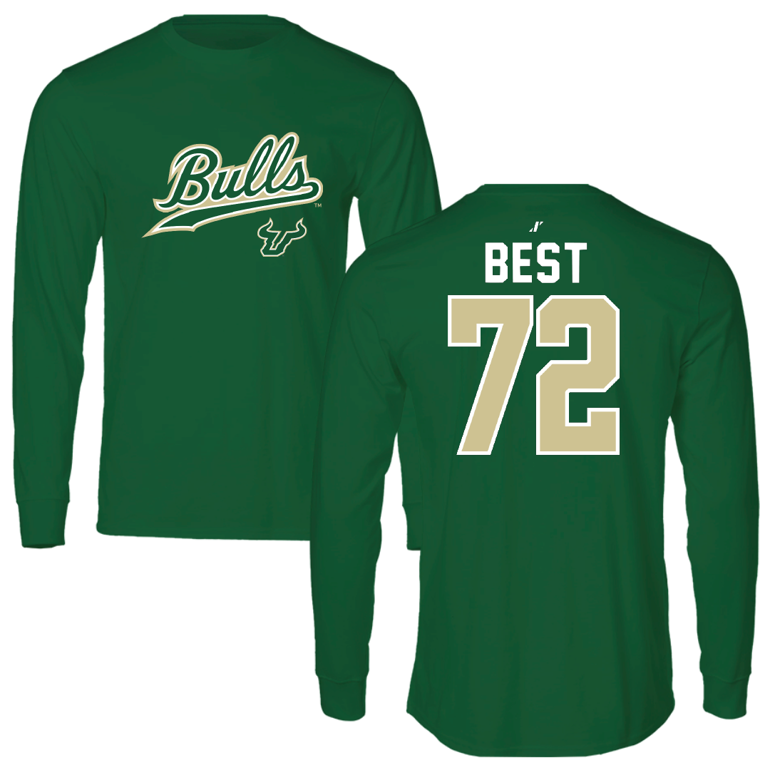 University of South Florida Football Green General Performance Long Sleeve - #72 Cole Best