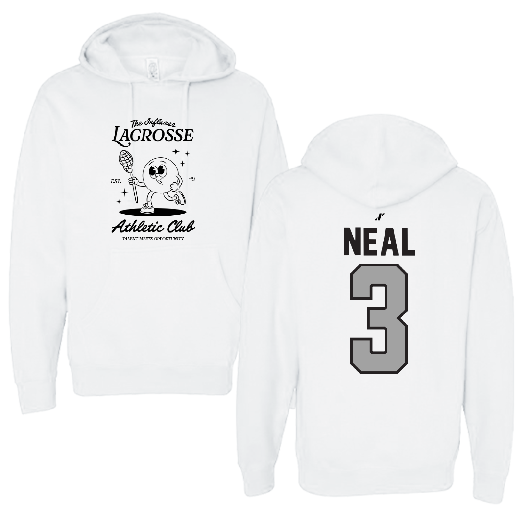 Lacrosse White Influxer Athletic Club Hoodie - #3 Torin Neal