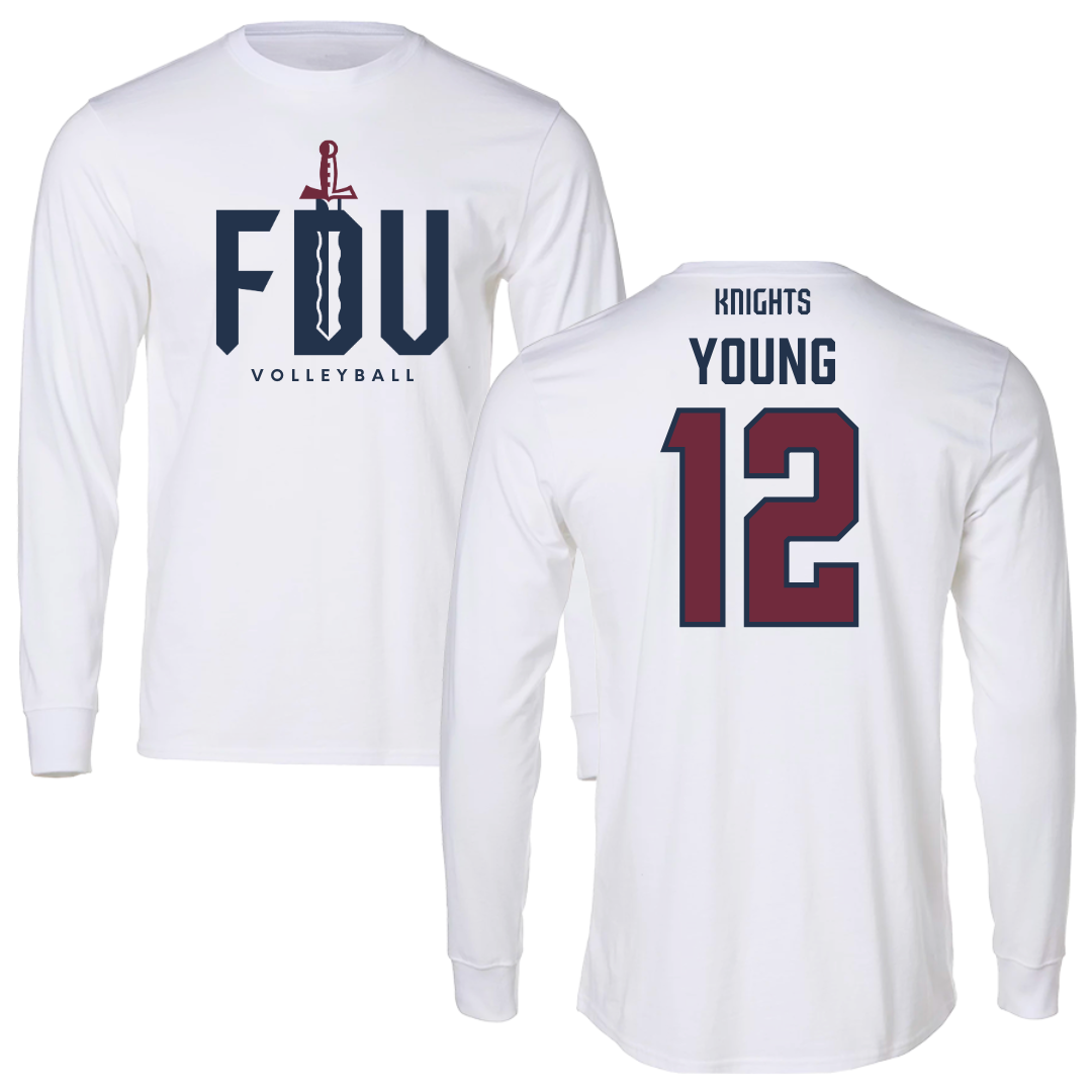 Fairleigh Dickinson University-Metropolitan Campus Volleyball White Long Sleeve - #12 Ethan Young