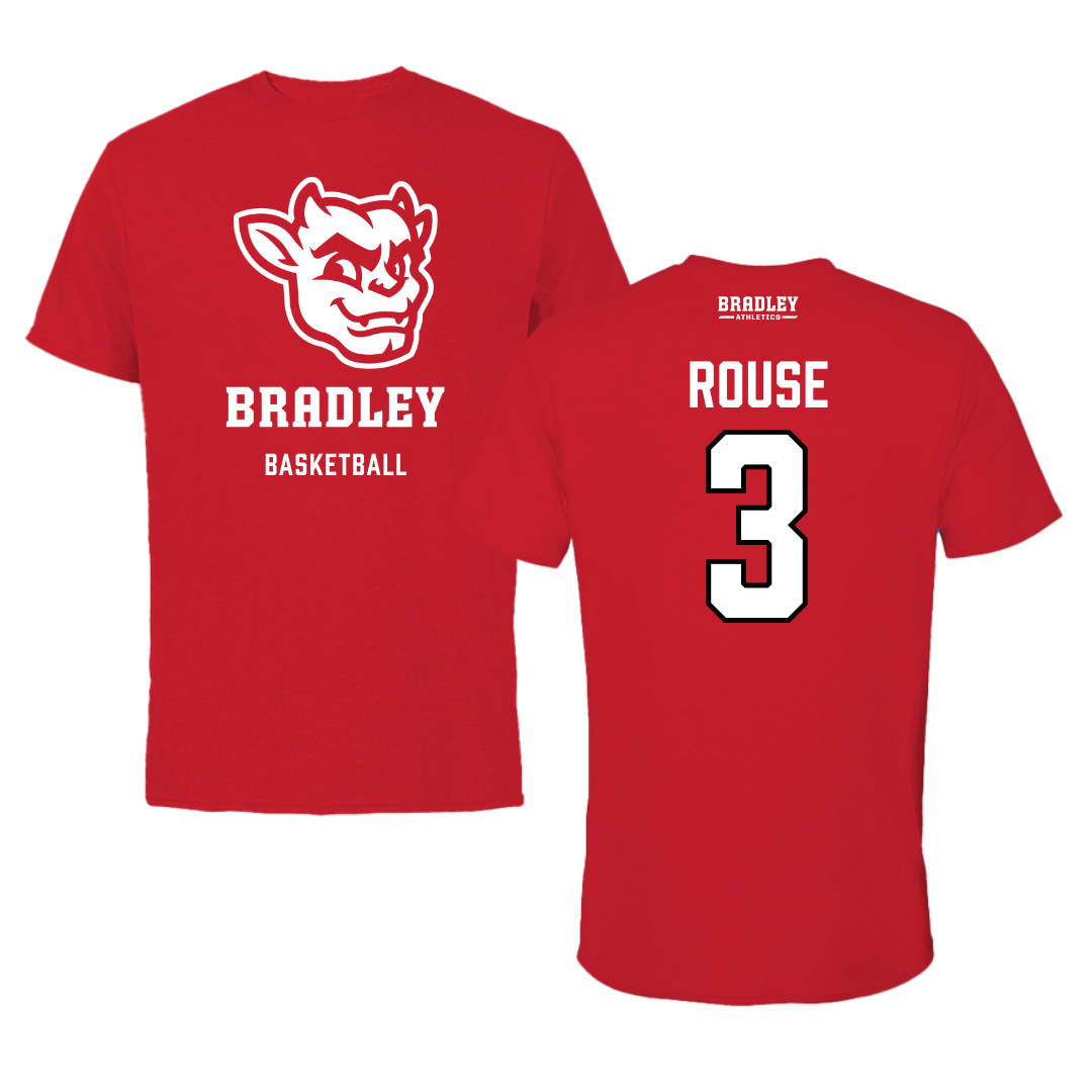 Bradley University Basketball Red Mascot Performance Tee - #3 Alex Rouse