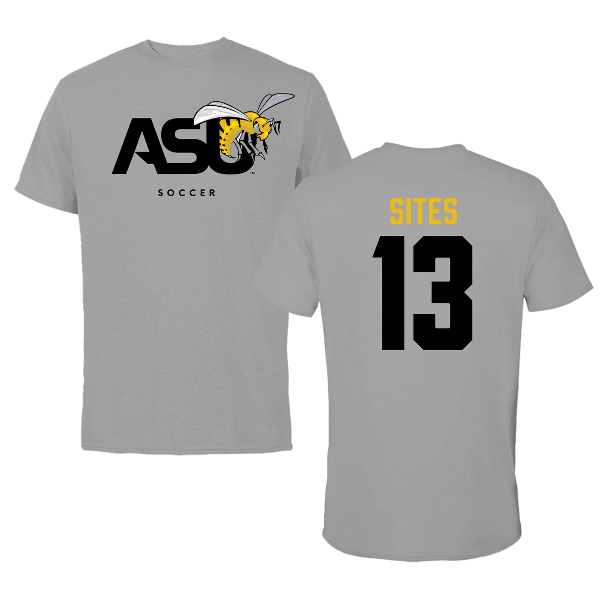 Alabama State University Soccer Dark Gray Tee - #13 Briana Sites