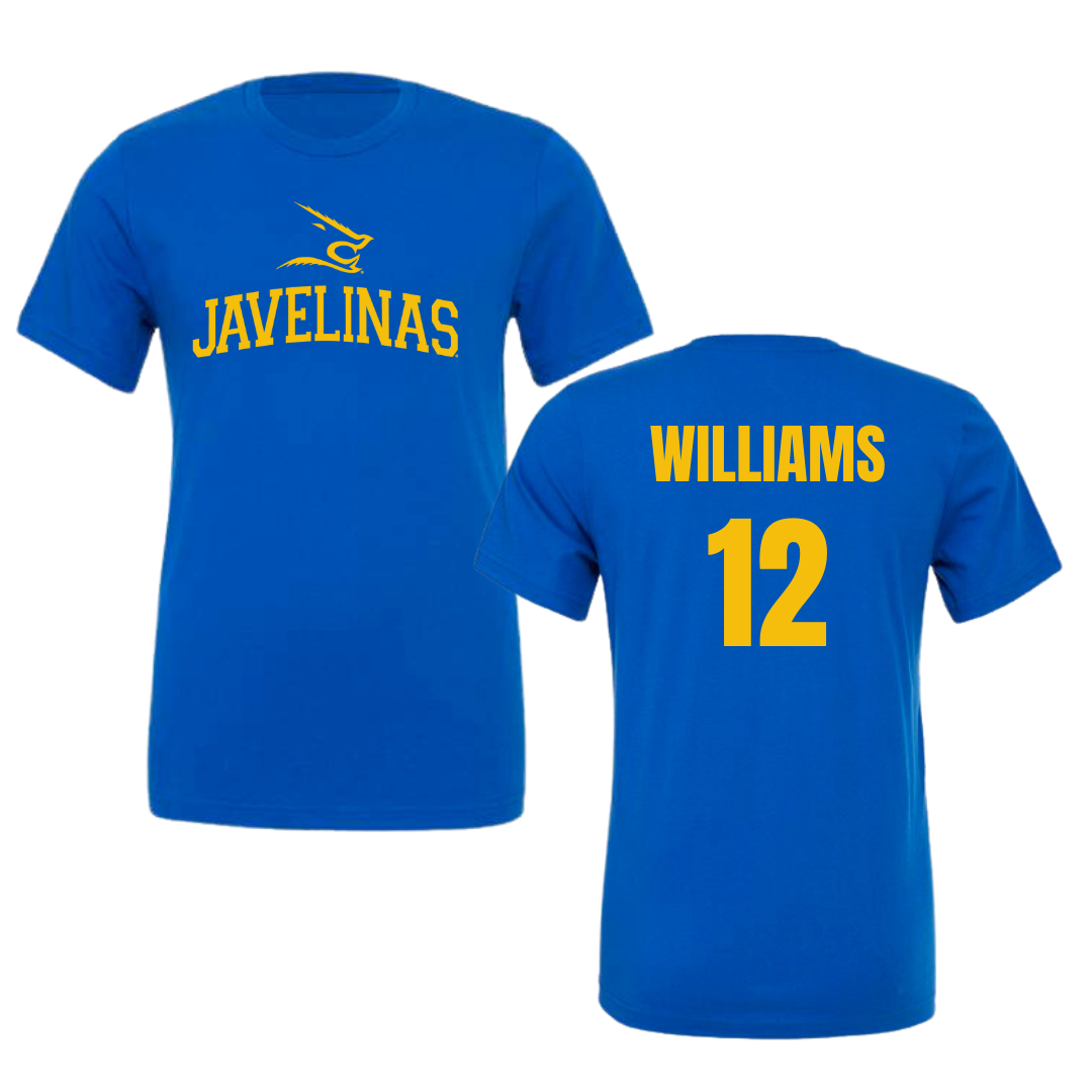 Texas A&M University-Kingsville Beach Volleyball Blue Performance Tee - #12 Elizabeth Williams