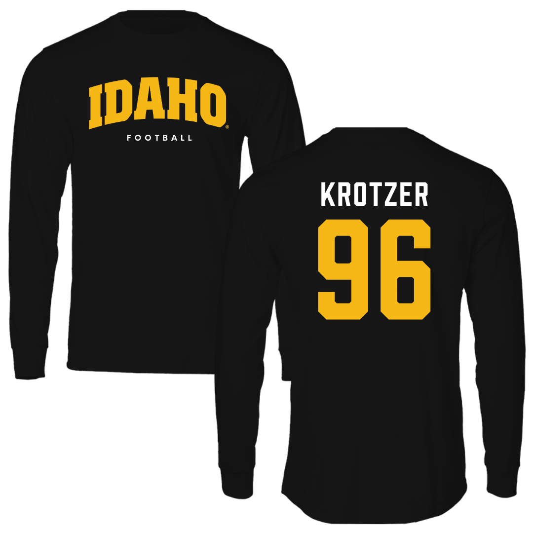 University of Idaho Football Black Performance Long Sleeve - #96 Zach Krotzer