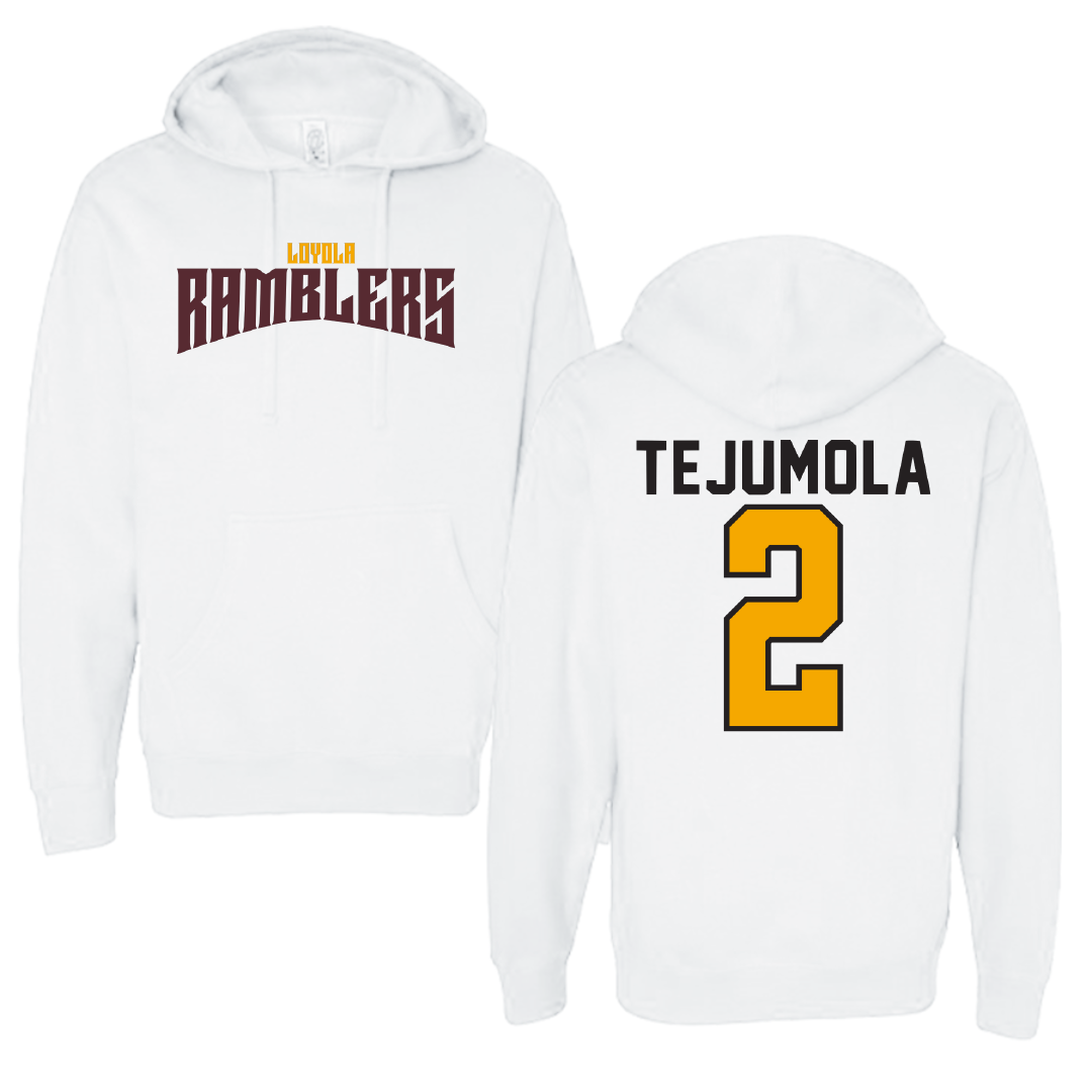 Loyola University-Chicago Soccer White Classic Hoodie - #2 Kamran Tejumola