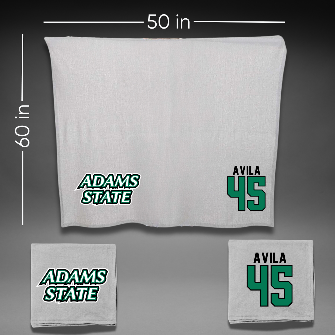 Adams State University Soccer Gray Blanket - #45 Caleb Avila