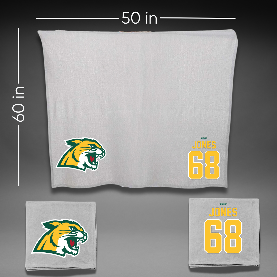 Northern Michigan University Football Gray Blanket - #68 Tommy Jones