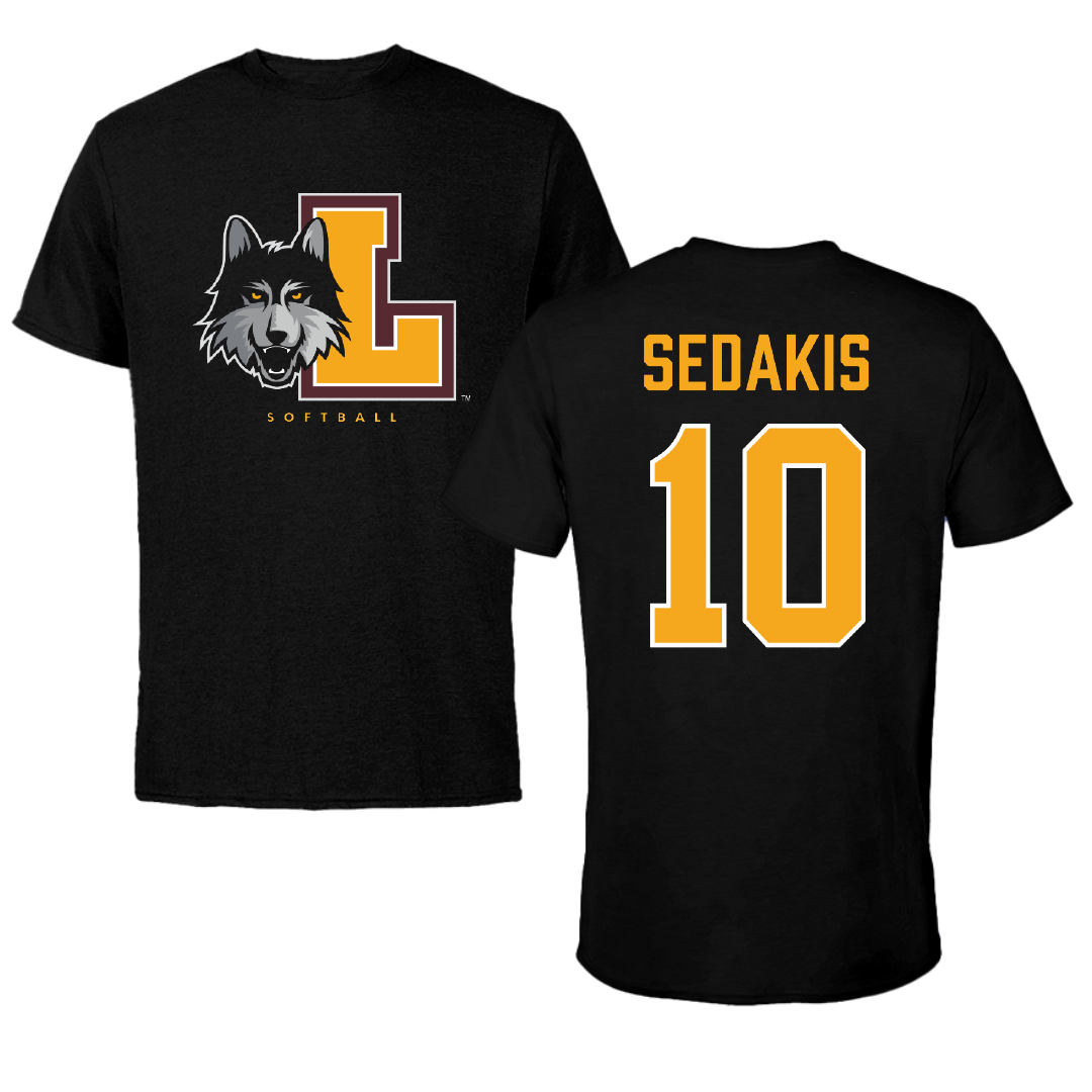 Loyola University-Chicago Softball Black Mascot Performance Tee - #10 Liz Sedakis