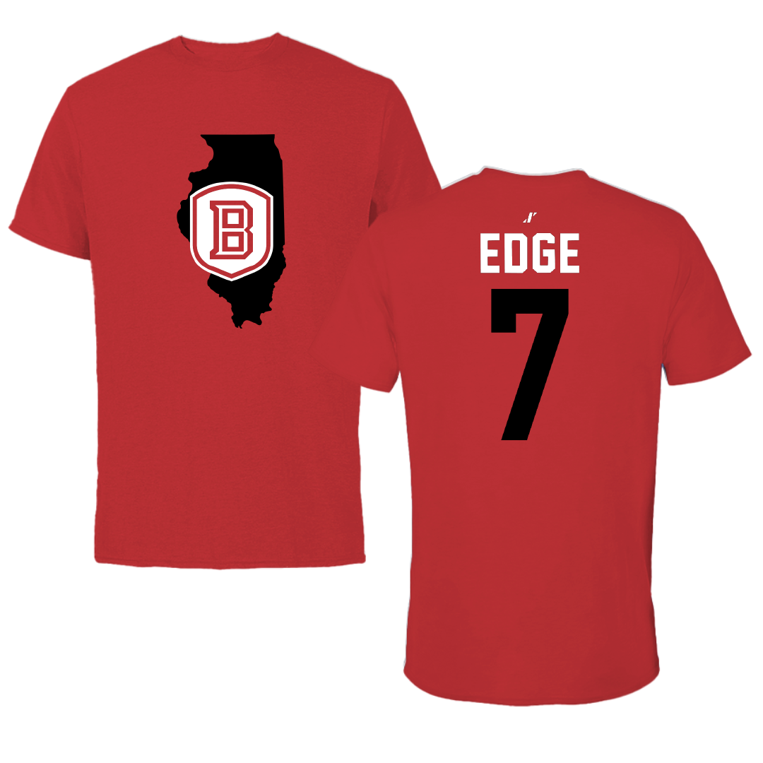 Bradley University Baseball Red State Tee - #7 Anthony Edge