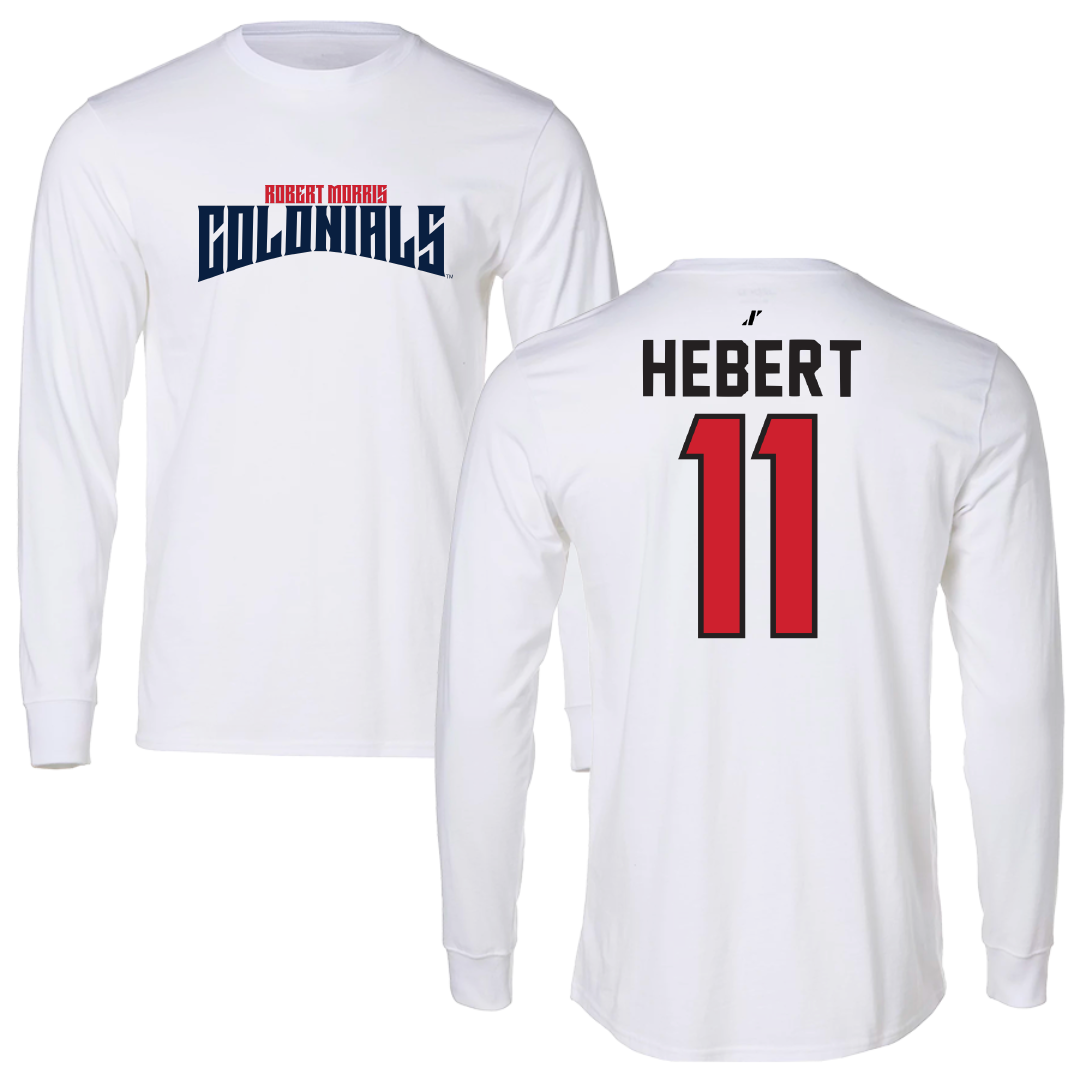 Robert Morris University Ice Hockey White Classic Performance Long Sleeve - #11 Cameron Hebert
