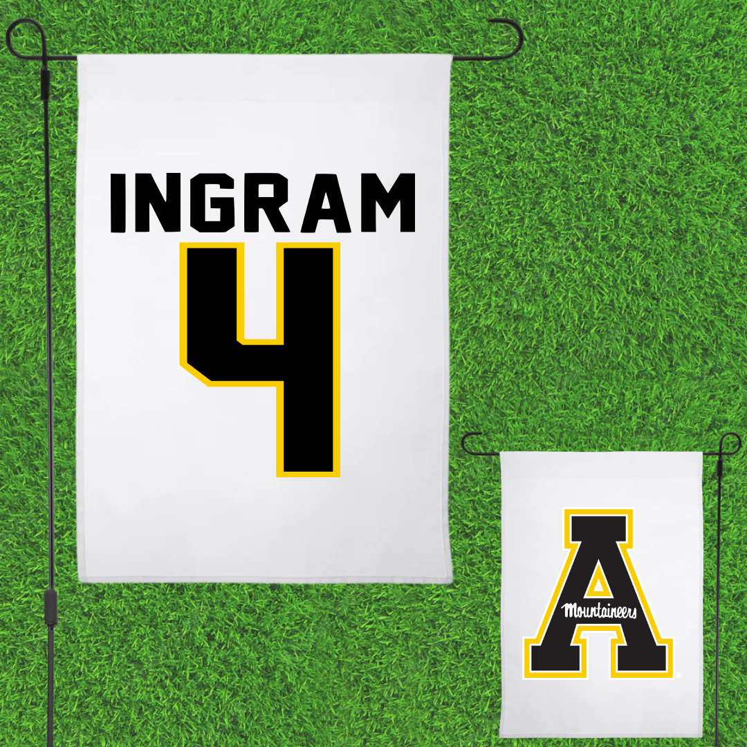 Appalachian State University Basketball White Garden Flag - #4 J'Mani Ingram
