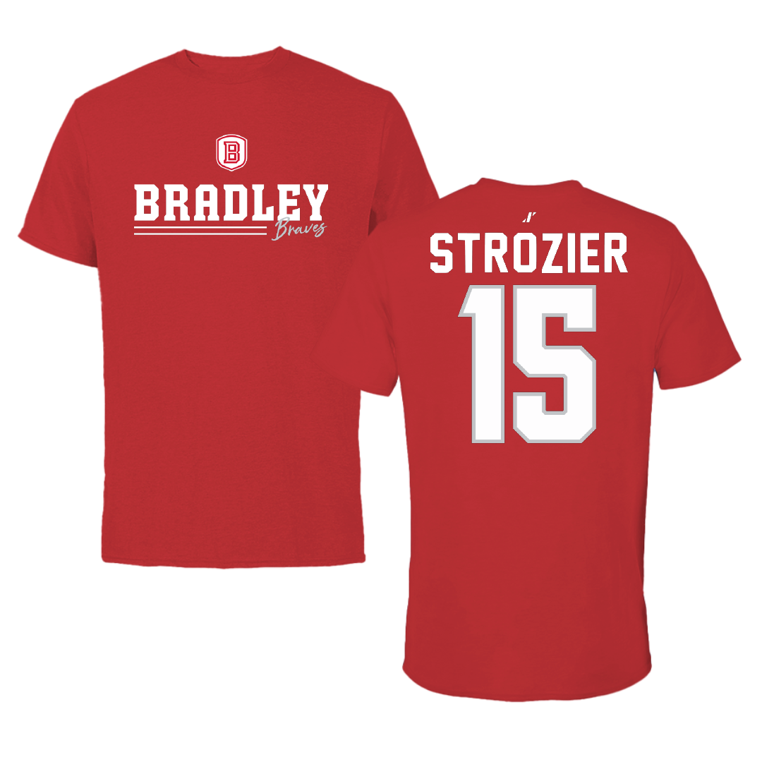 Bradley University Basketball Red General Tee - #15 Armoni Strozier