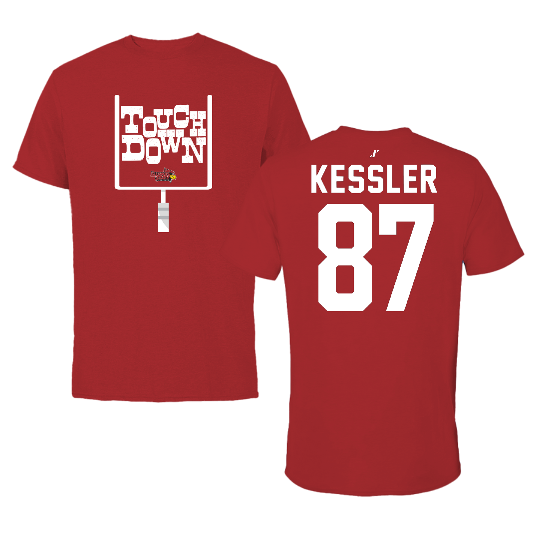 Illinois State University Football Canvas Red Touchdown Tee - #87 Nick Kessler