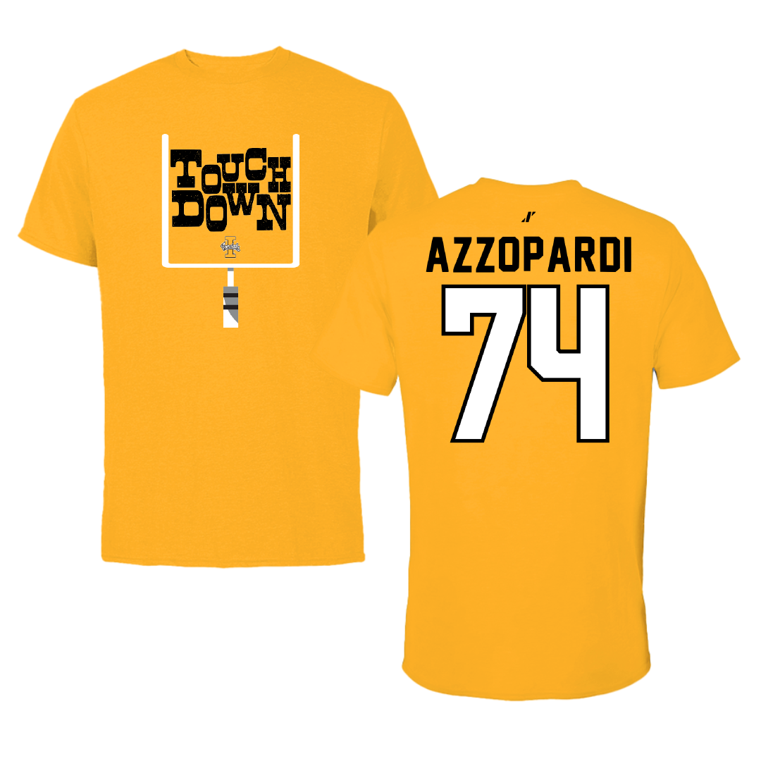 University of Idaho Football Gold Touchdown Performance Tee - #74 Nate Azzopardi