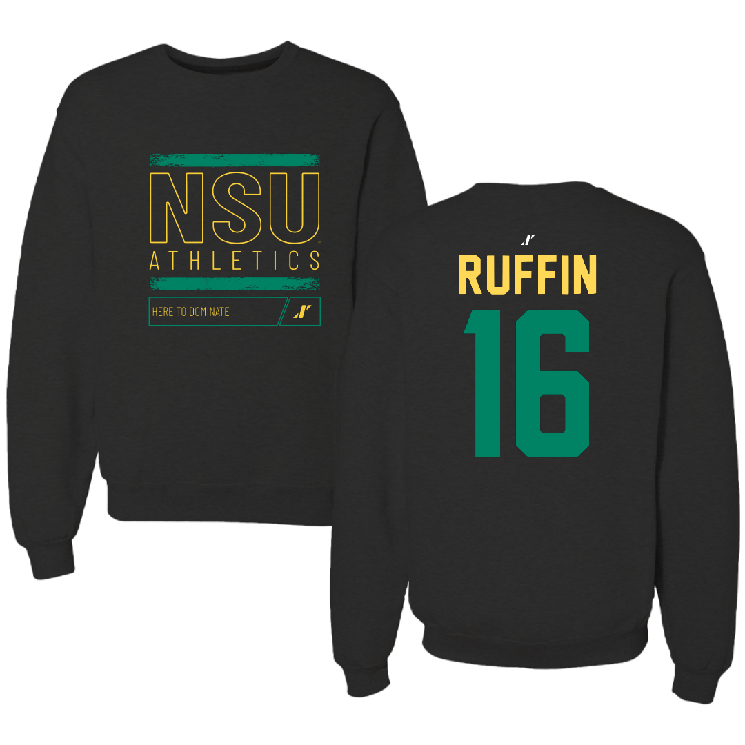Norfolk State University Football Black Dominate Crewneck - #16 Christian Ruffin