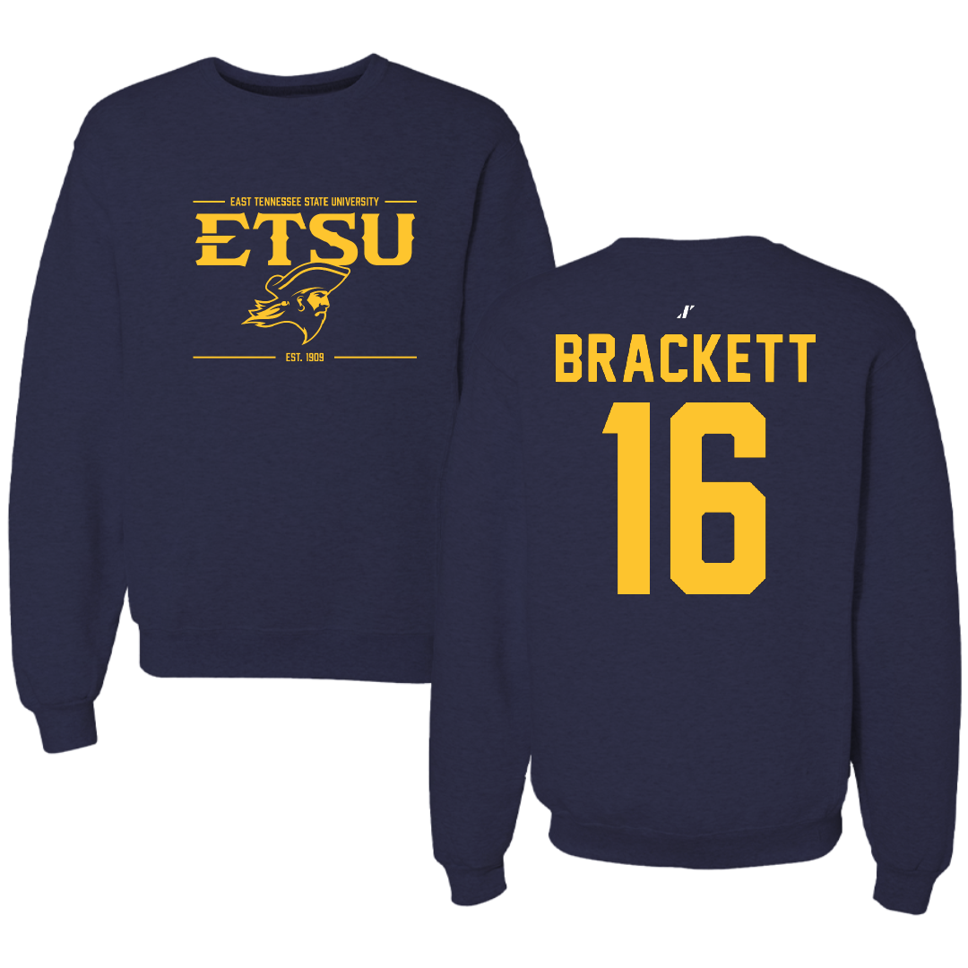 East Tennessee State University Football Navy General Crewneck - #16 Nate Brackett