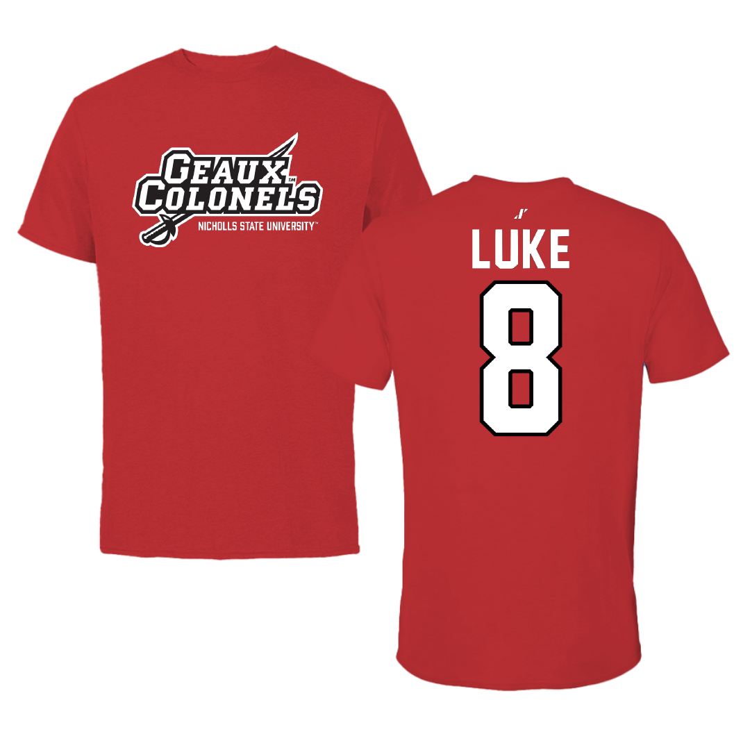 Nicholls State University Baseball Red General Tee - #8 Haden Luke
