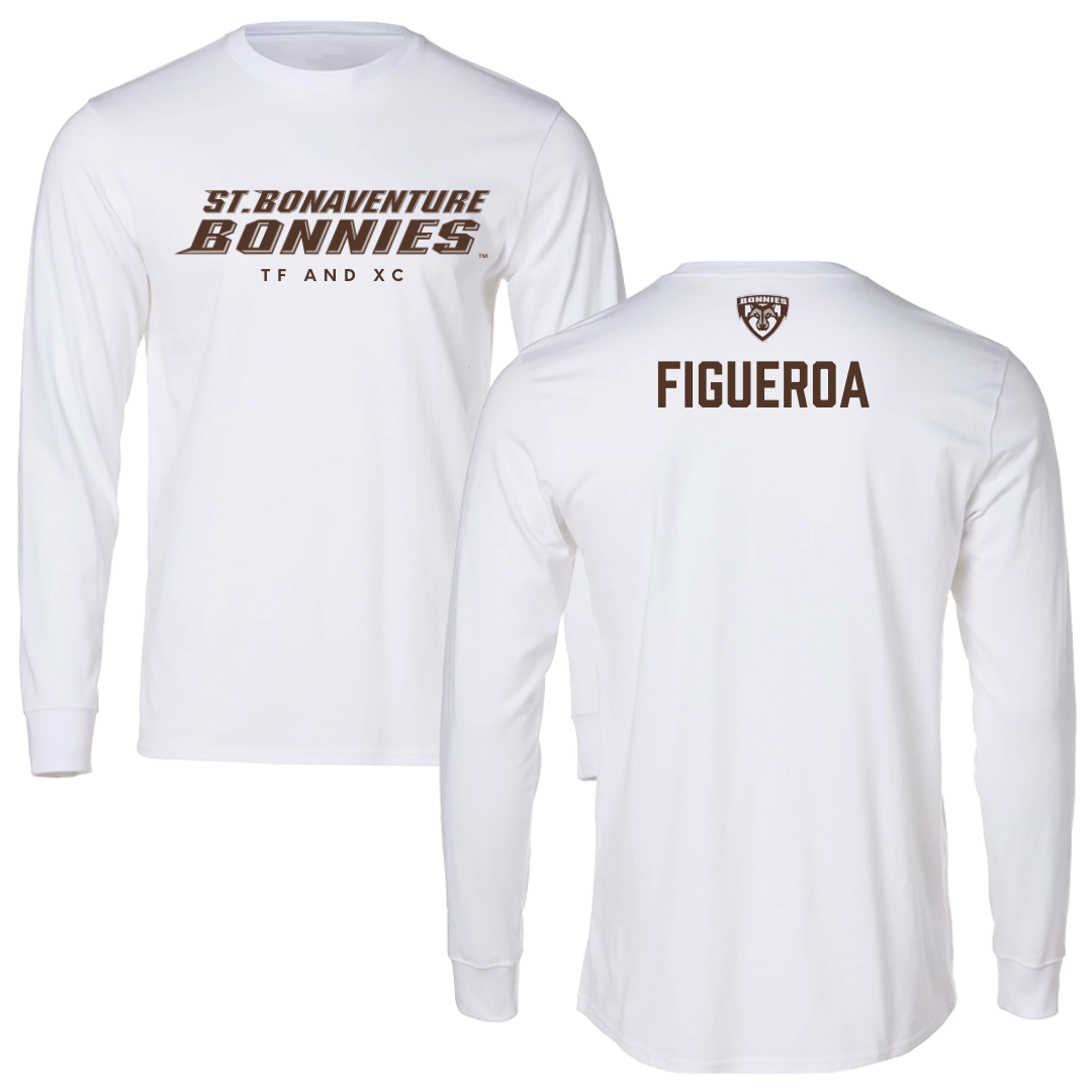 St. Bonaventure University TF and XC White Performance Long Sleeve - Christian Figueroa
