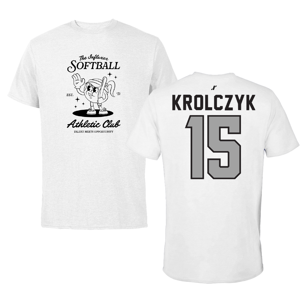 Softball White Influxer Athletic Club Tee - #15 Bailey Krolczyk