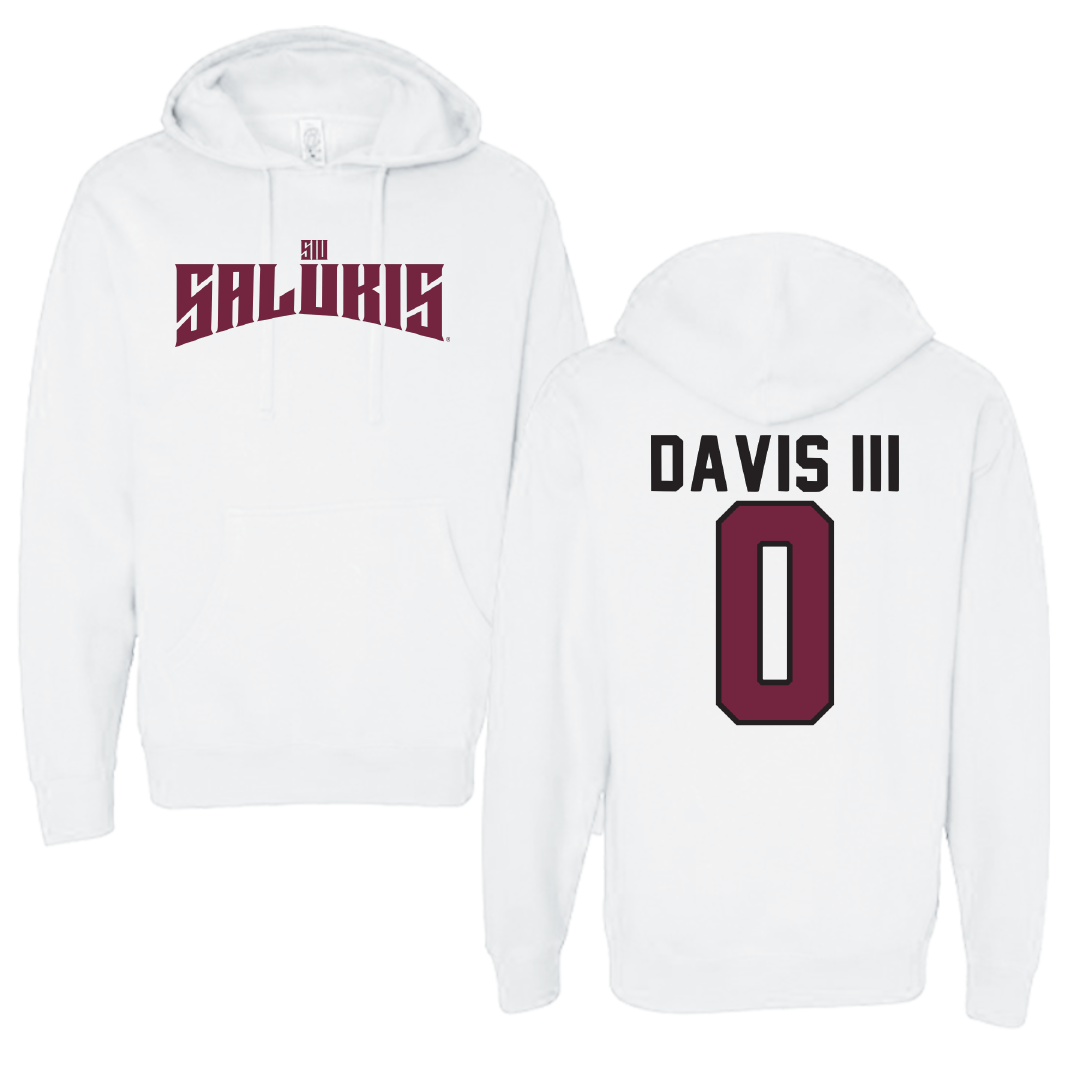 Southern Illinois University at Carbondale Football White Classic Hoodie - #0 Vinson Davis III
