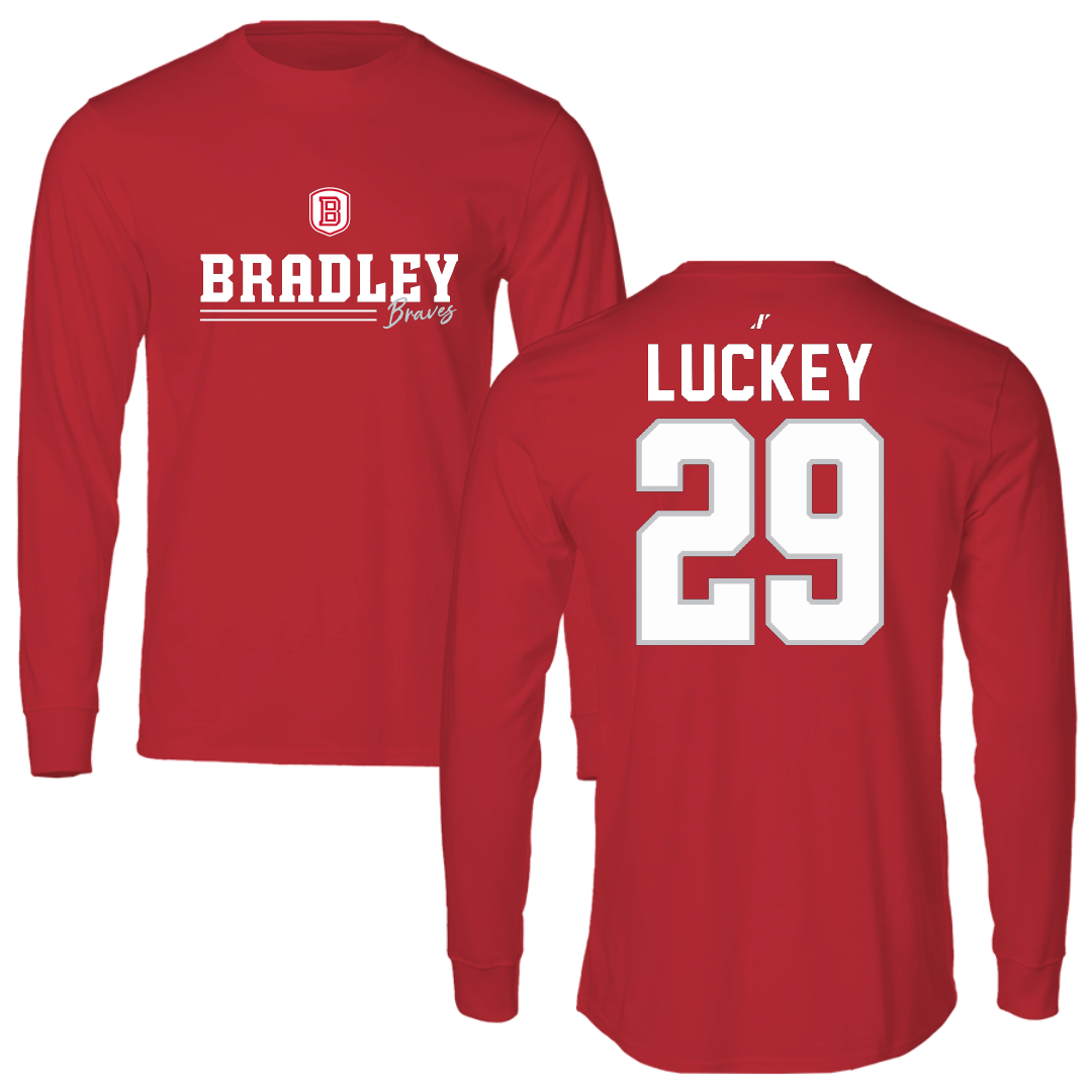 Bradley University Baseball Red General Long Sleeve - #29 Cole Luckey