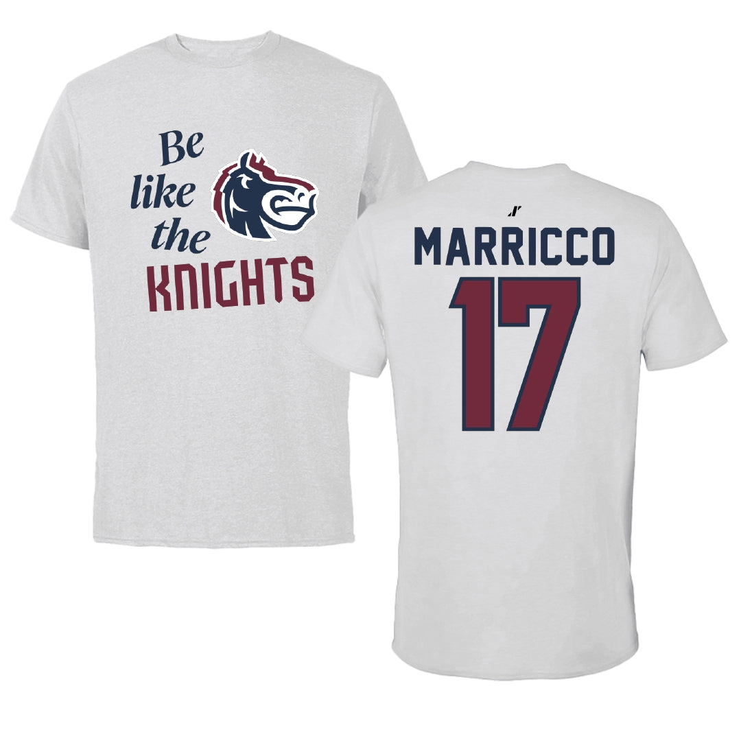 Fairleigh Dickinson University-Metropolitan Campus Soccer Light Gray Be Like Us Tee - #17 Madeline Marricco
