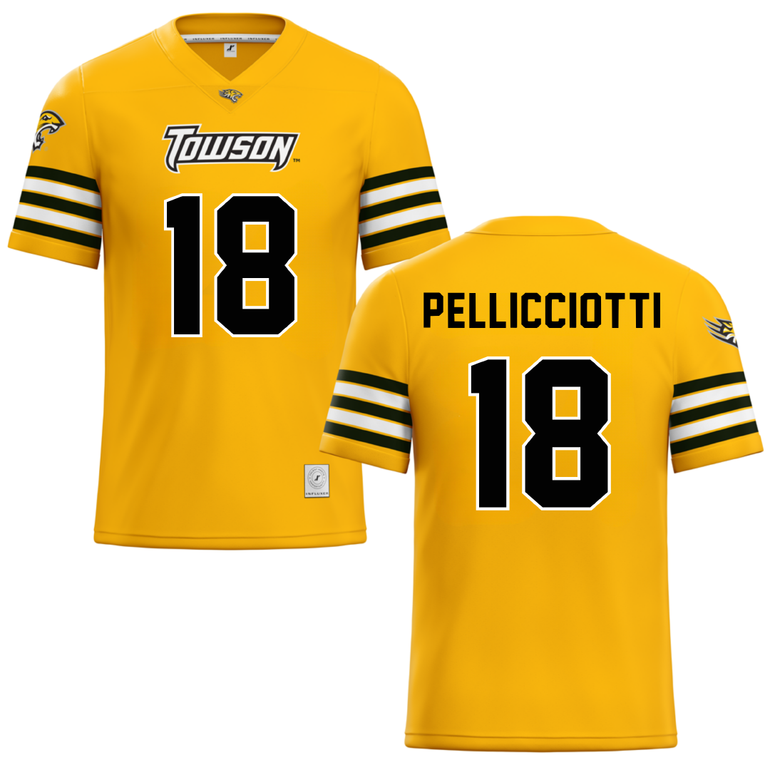 Towson University Gold Football Jersey - #18 Jack Pellicciotti