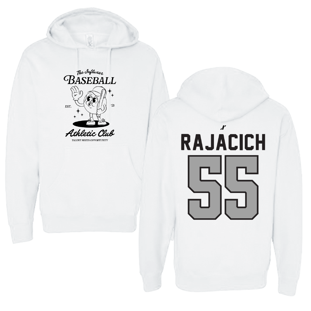 Baseball White Influxer Athletic Club Hoodie - #55 Seth Rajacich
