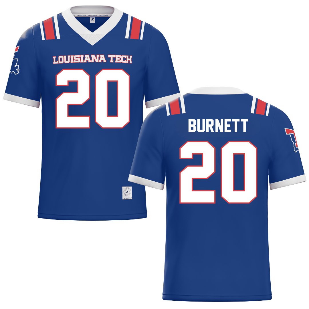 Louisiana Tech University Blue Football Jersey - #20 J'Dan Burnett