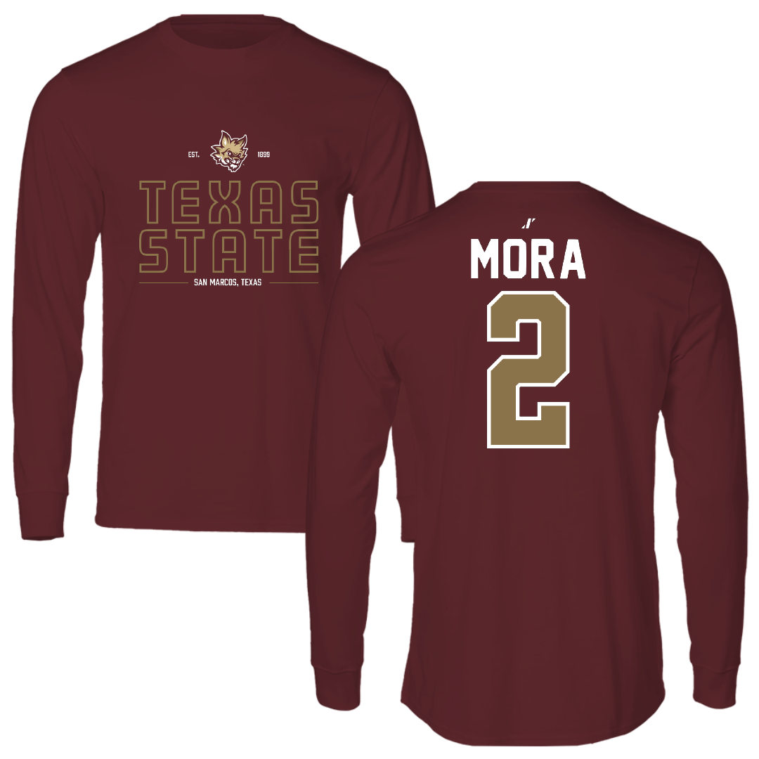 Texas State University Baseball Maroon General Long Sleeve - #2 Chase Mora