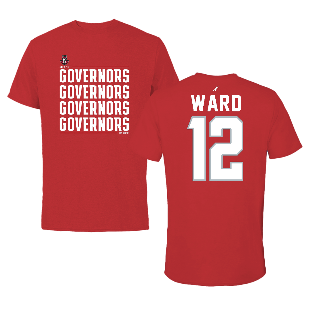 Austin Peay State University Football Red General Tee - #12 Jaheim Ward
