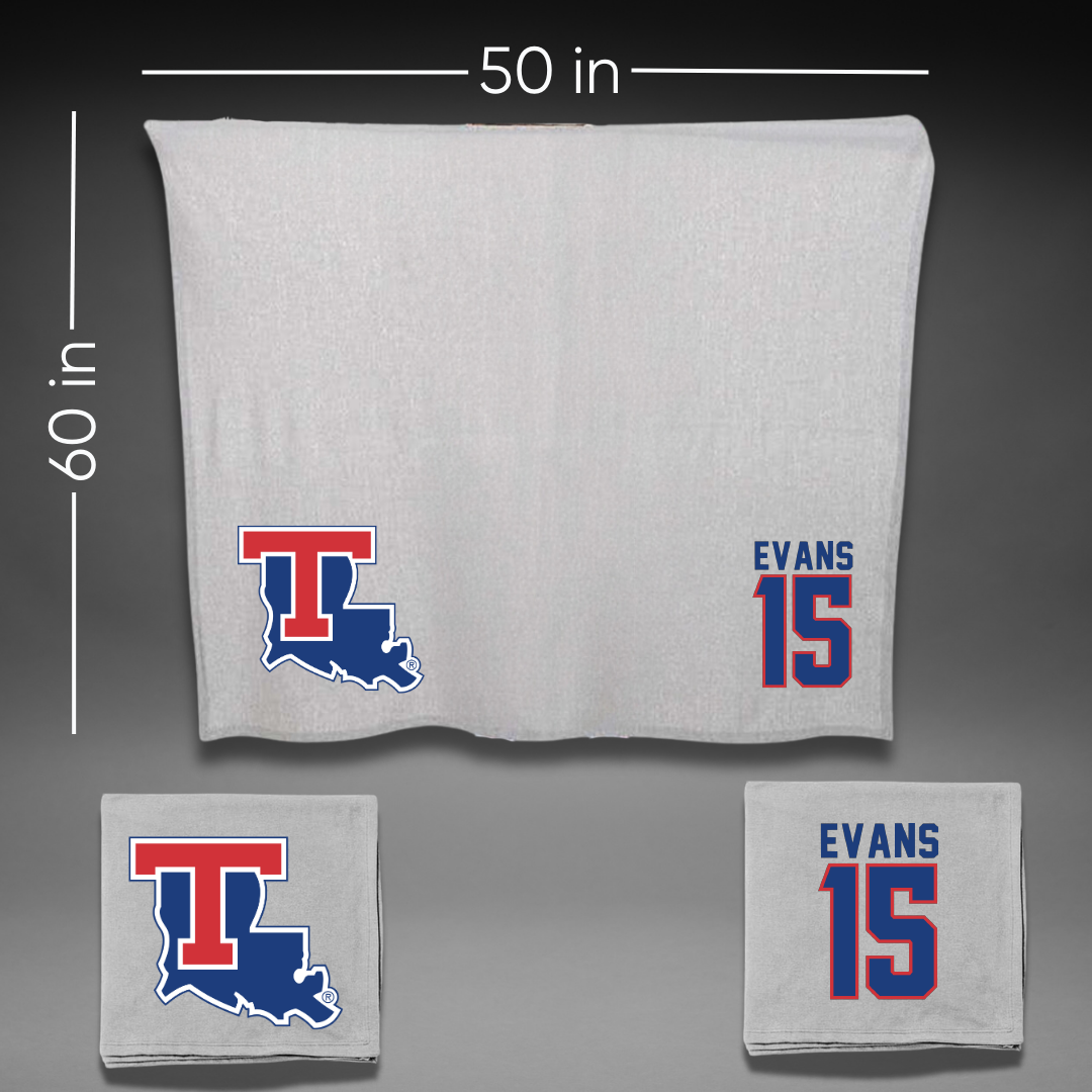 Louisiana Tech University Football Gray Blanket - #15 Jessie Evans