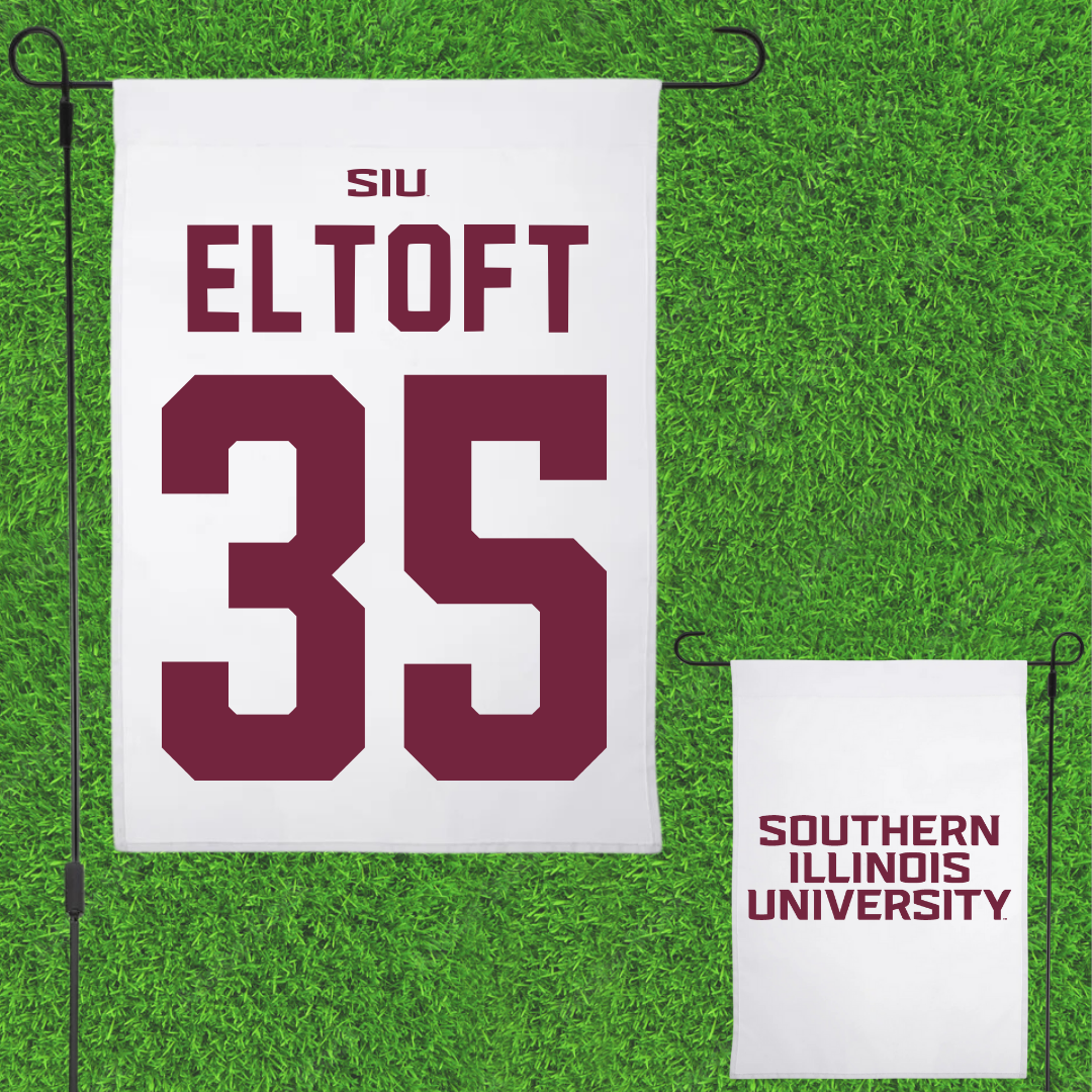 Southern Illinois University at Carbondale Baseball White Garden Flag - #35 Bennett Eltoft
