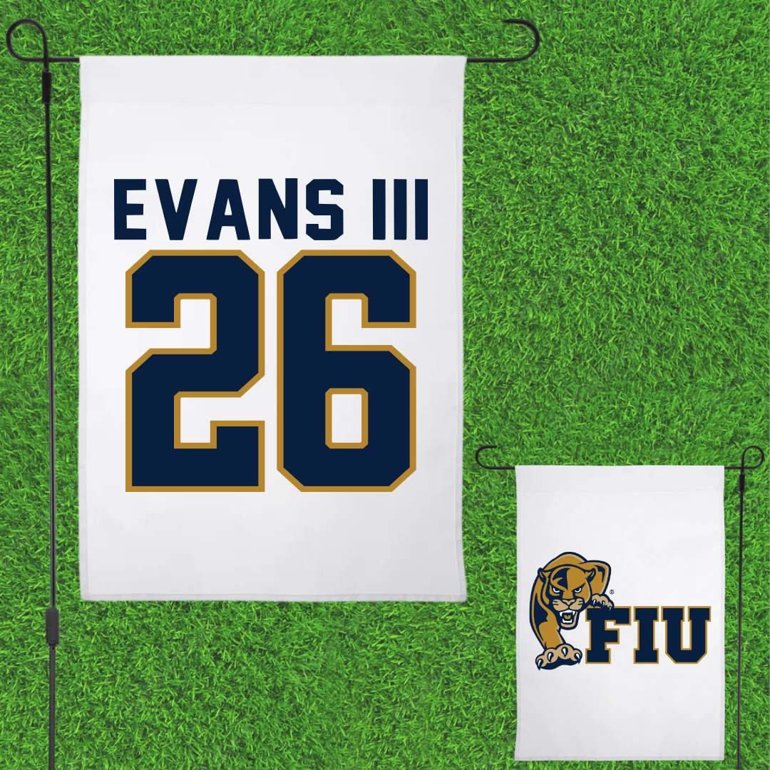 Florida International University Football White Garden Flag - #26 Victor Evans III