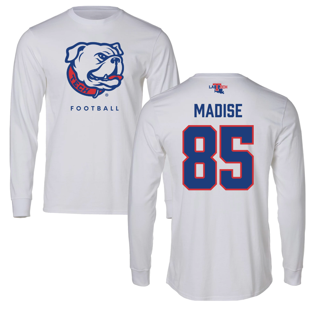 Louisiana Tech University Football White Performance Long Sleeve - #85 Adem Madise
