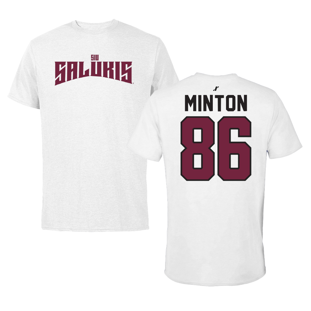 Southern Illinois University at Carbondale Football White Classic Tee - #86 Logan Minton