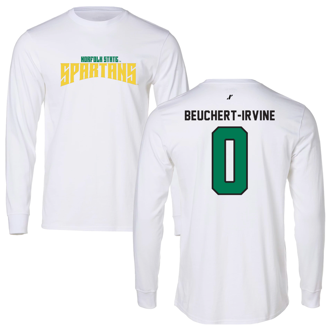 Norfolk State University Football White Classic Performance Long Sleeve - #0 Sage Beuchert-Irvine