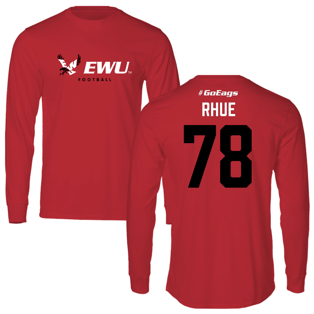 Eastern Washington University Football Red Long Sleeve - #78 Gabe Rhue