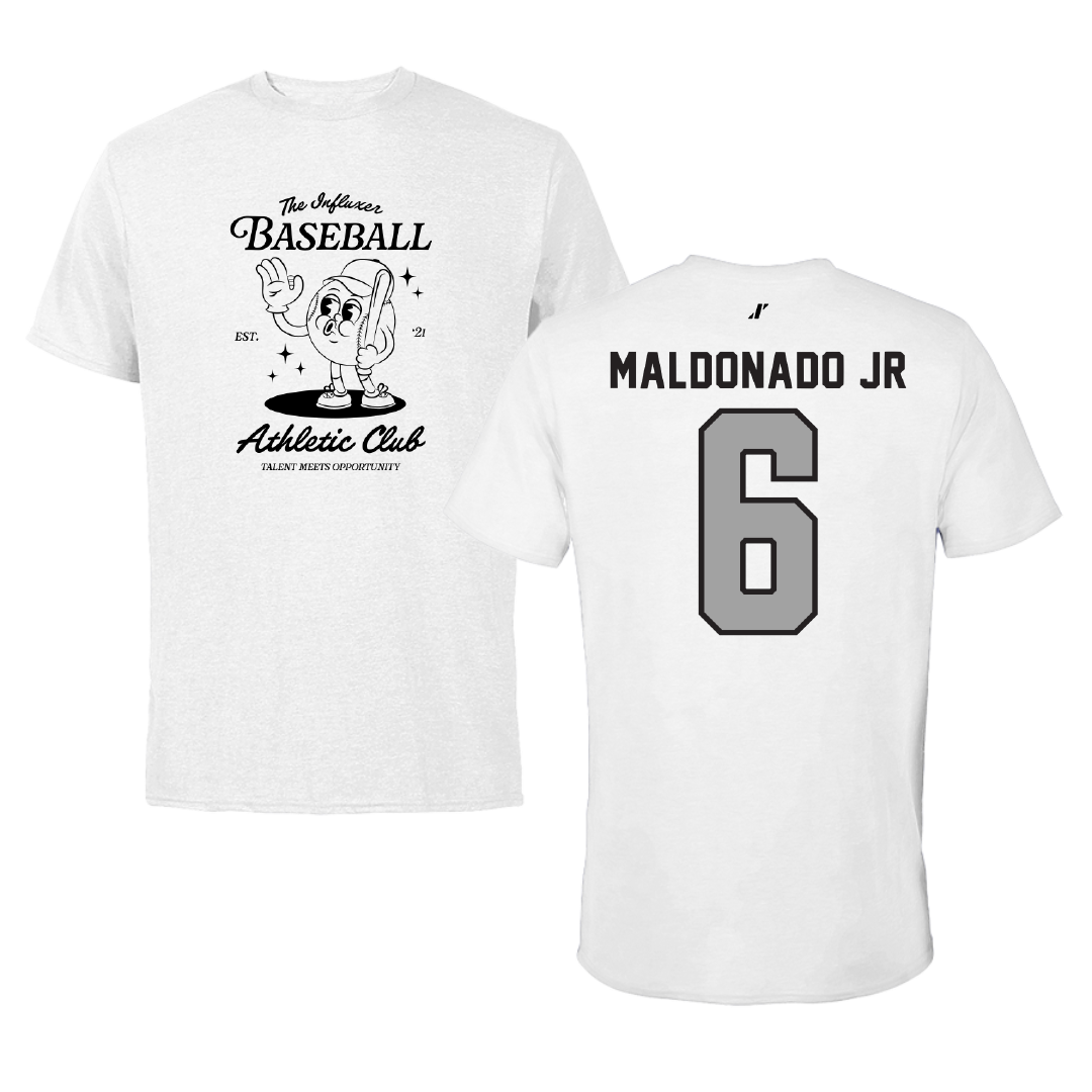 Baseball White Influxer Athletic Club Tee - #6 John Maldonado Jr