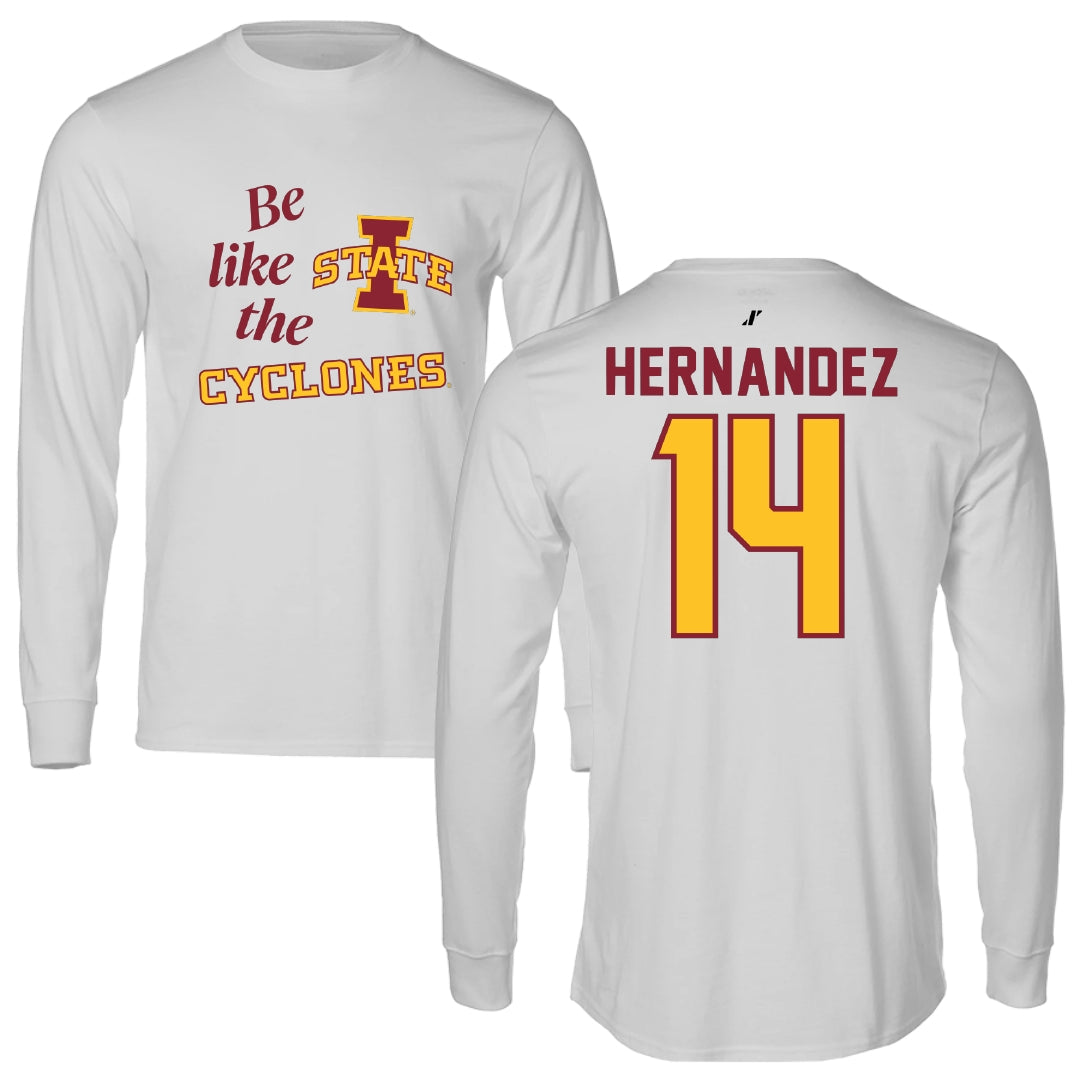 Iowa State University Soccer Light Gray Be Like Us Performance Long Sleeve - #14 Lauren Hernandez