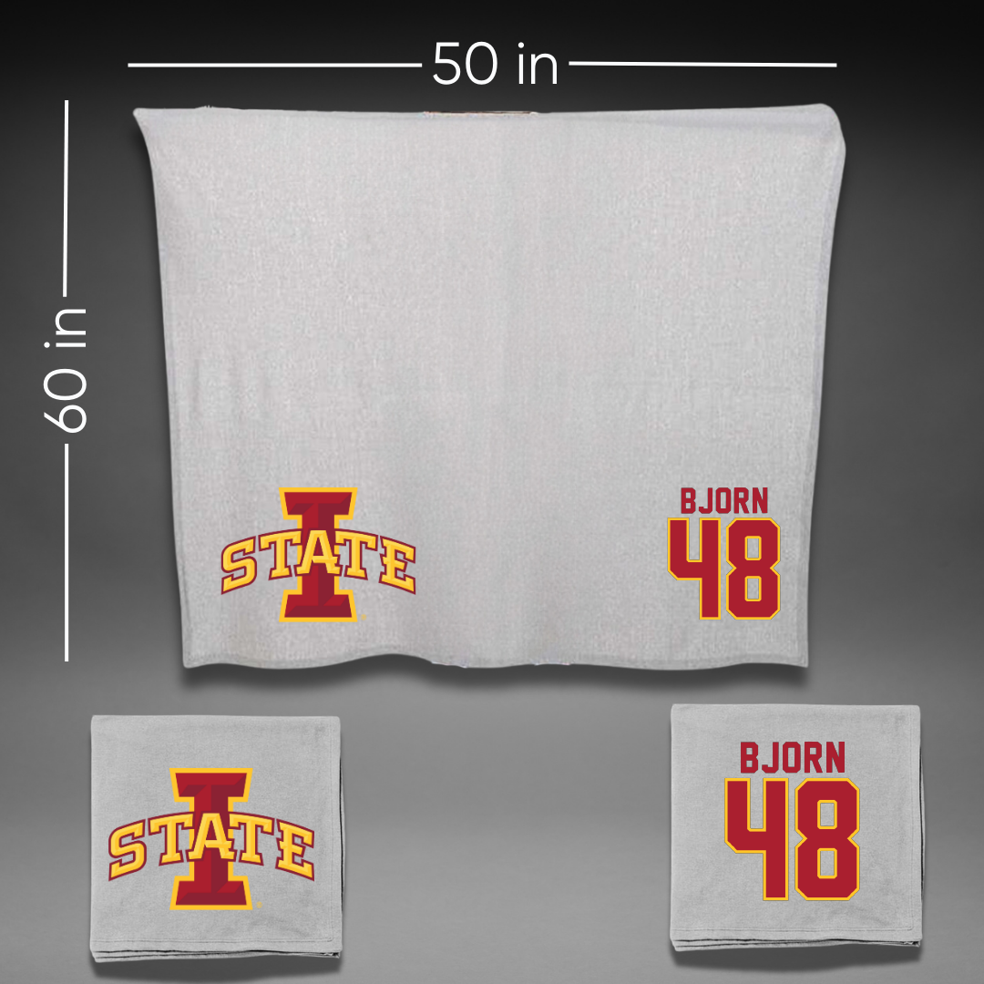 Iowa State University Football Gray Blanket - #48 Jack Bjorn