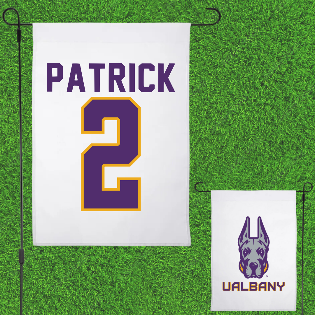 University at Albany Football White Garden Flag - #2 Denzel Patrick